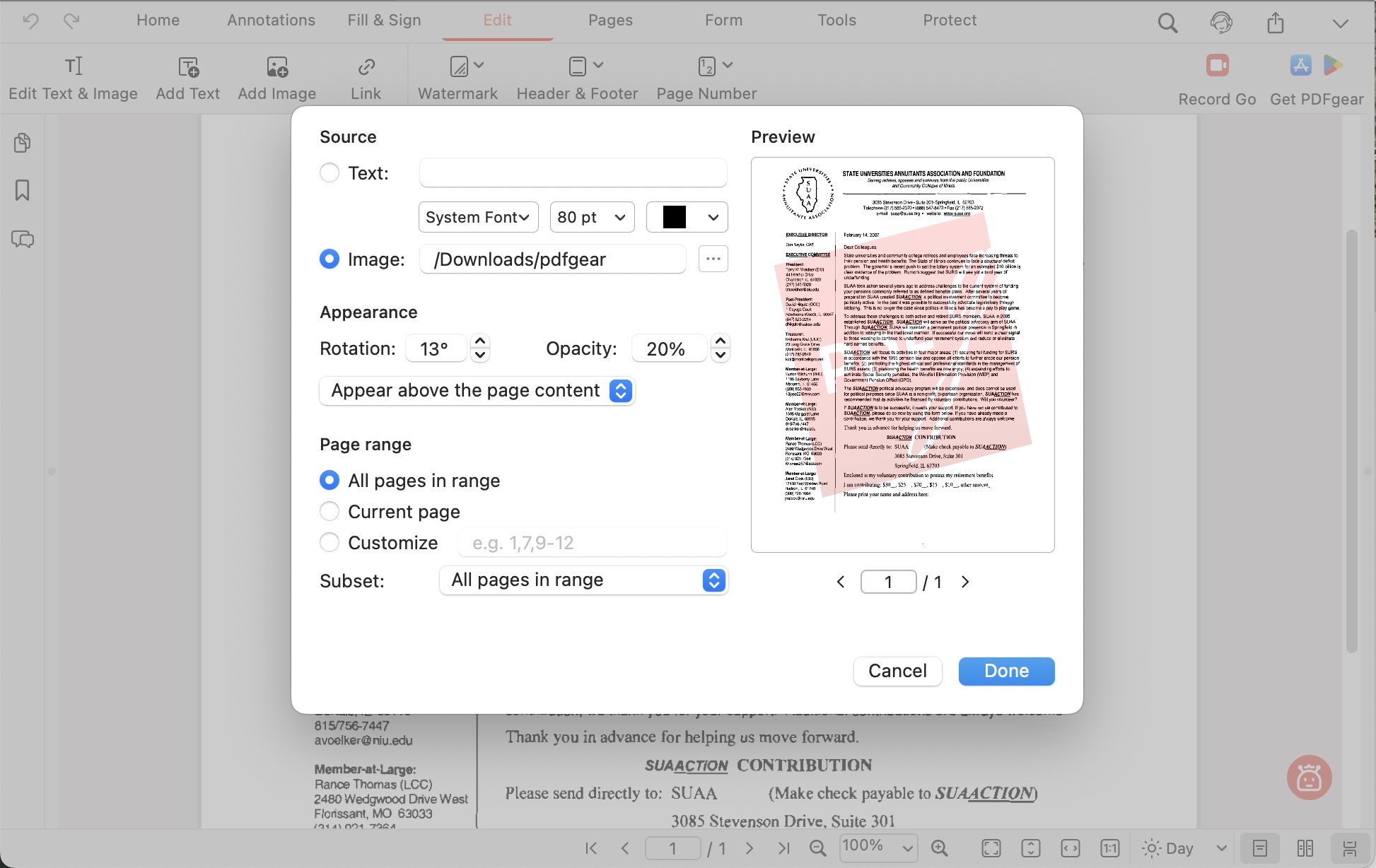 Add Brand Logo to PDF With PDFgear Mac