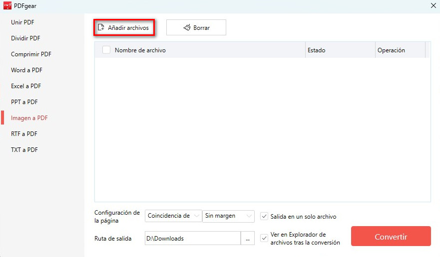 Añadir JPG para Convertir a PDF