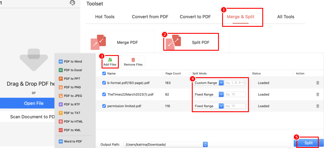 Batch Split PDFs with PDFgear on Mac