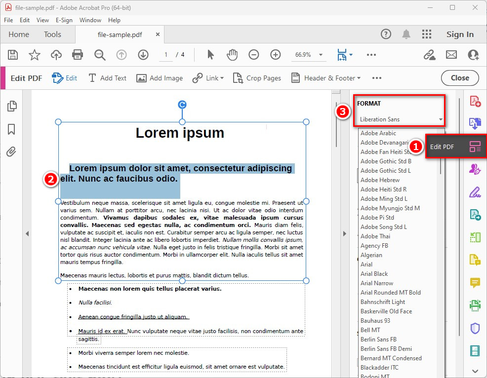 Changer la police du PDF dans Adobe Acrobat