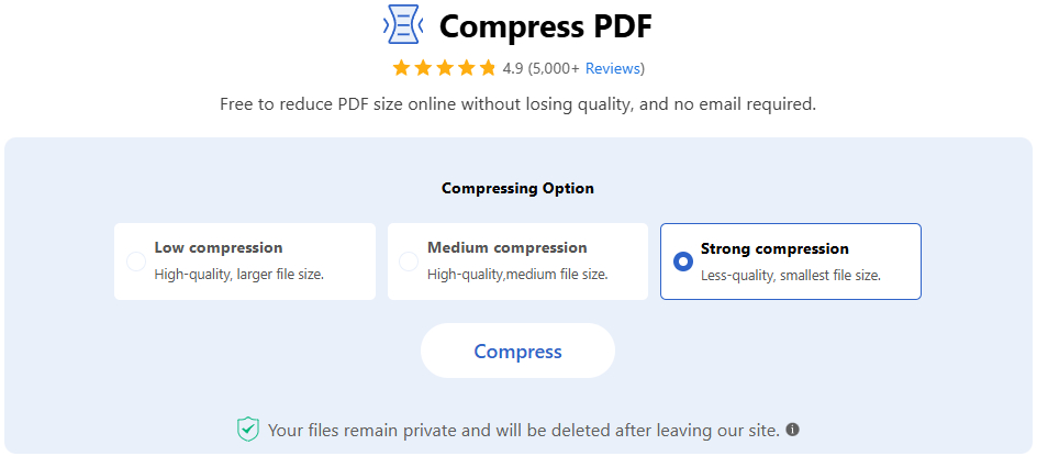 Hyper Compress the PDF with PDFgear Online Compressor