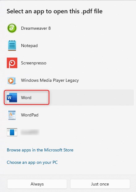 Apri un PDF in Microsoft Word