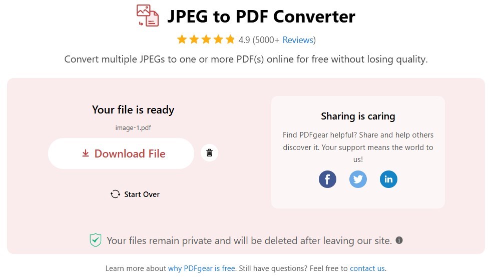 Convert JPEGs to a PDF Online
