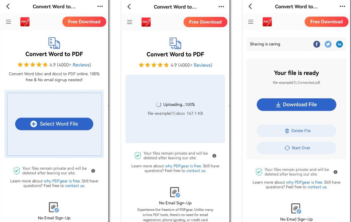 Convert Word to PDF Online on Mobile