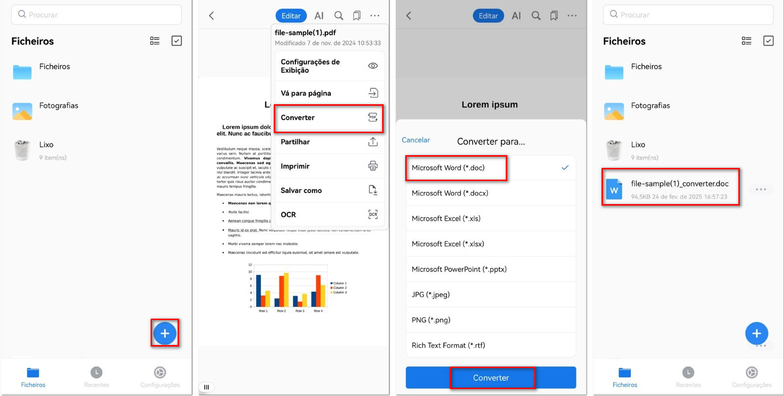 Converter um PDF para Word no Móvel