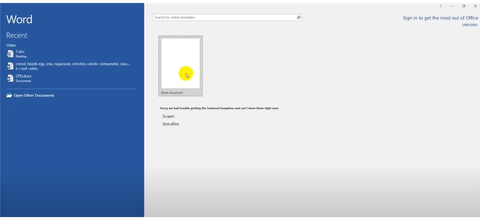 Create Blank Document in MS Word