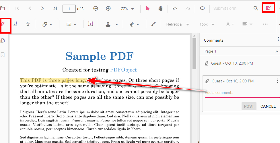 Comment the Highlighted Part