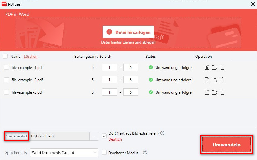 Mehrere PDFs in Word umwandeln