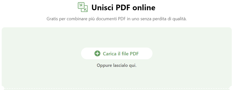 Carica il PDF nella fusione online