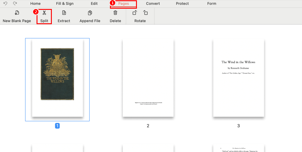 Split Pages in PDFgear