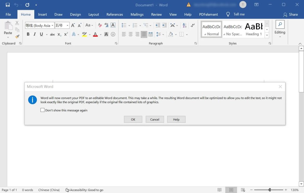 Open PDF in Microsoft Word