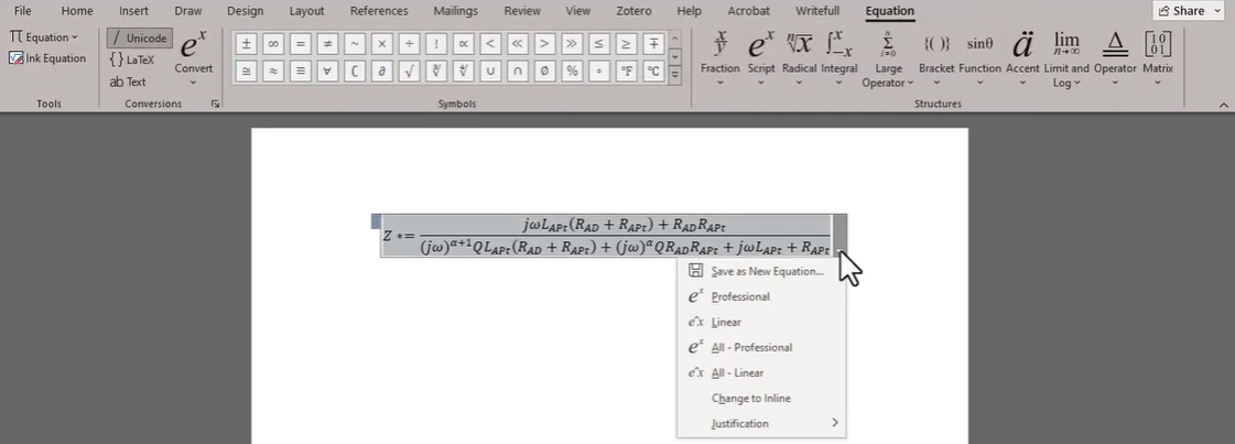 Paste Equation from Mathpix to Word
