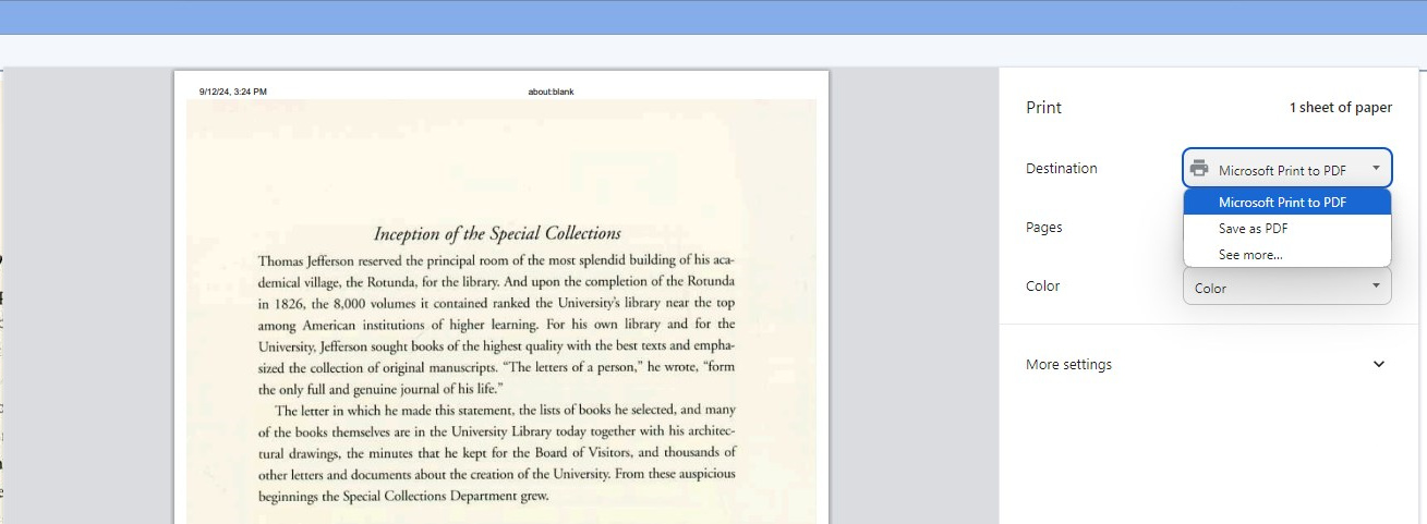 Choose Microsoft Print to PDF