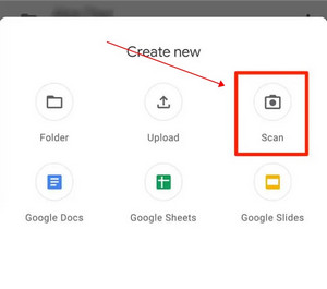 Scan Page through the Google Drive Application