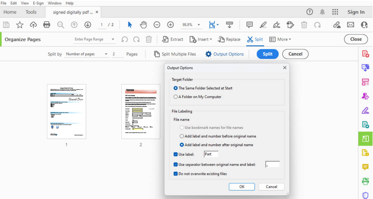 Configure Split Settings