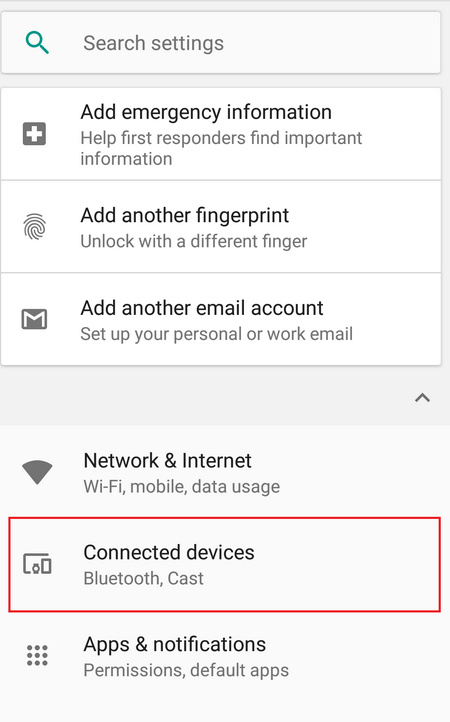 Tap Connected Devices on Settings