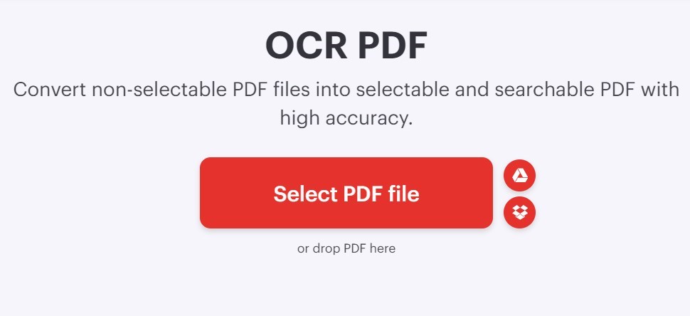 Upload a Scanned PDF to iLovePDF OCR Tool