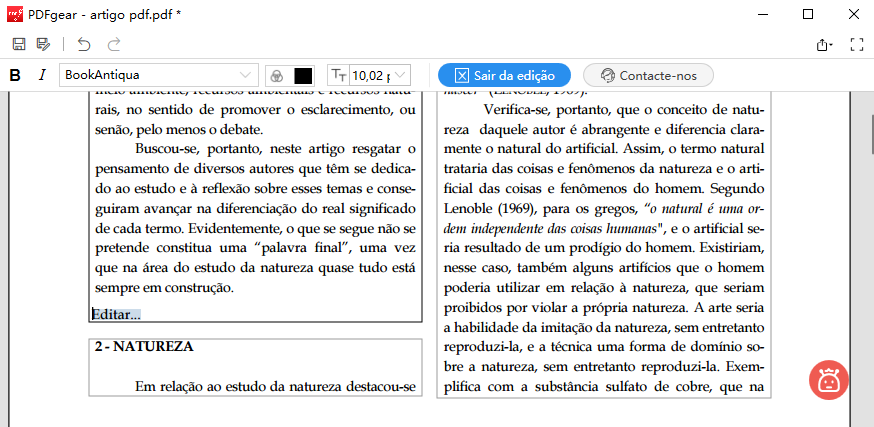 Comece a editar na área de texto