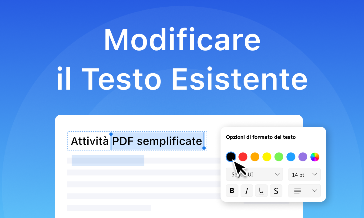 modificare il testo esistente
