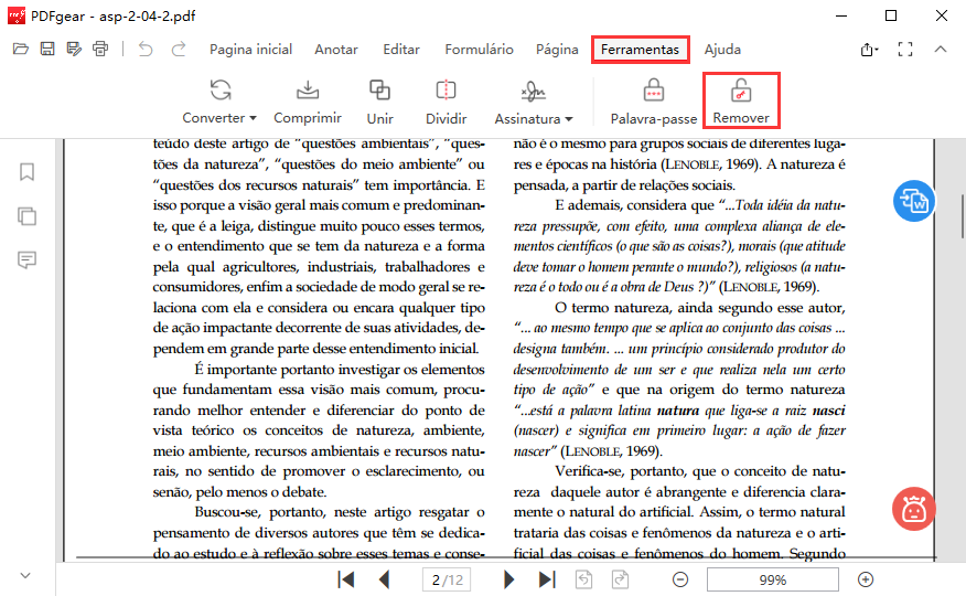 Remova a senha do documento PDF com PDFgear