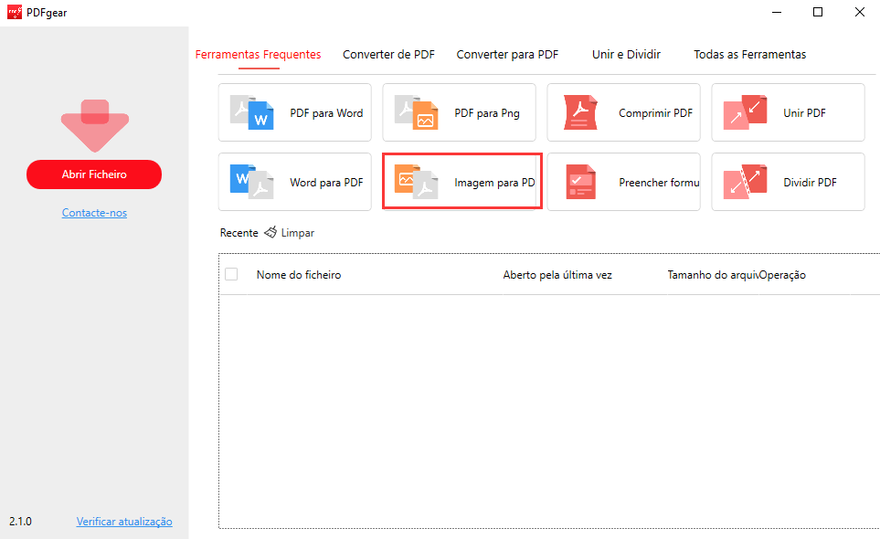Selecione o conversor de imagem para PDF no PDFgear desktop