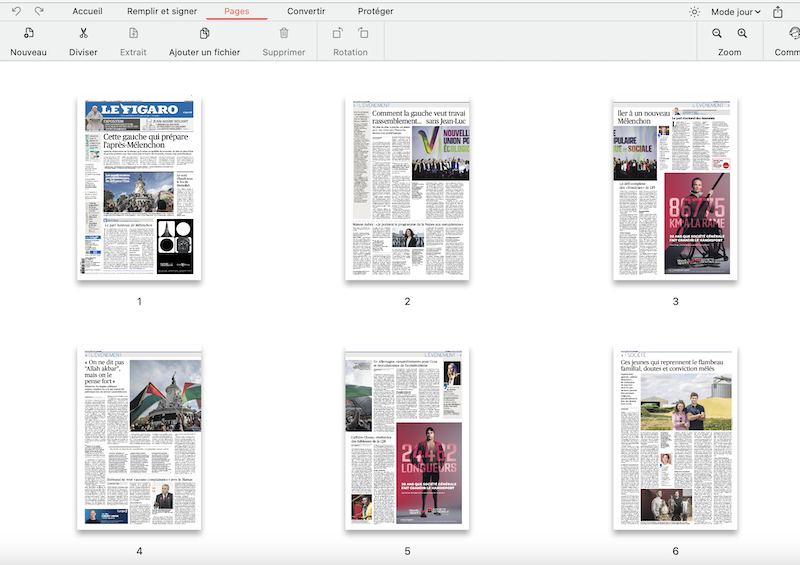 Sélectionnez la page qui doit être recadrée